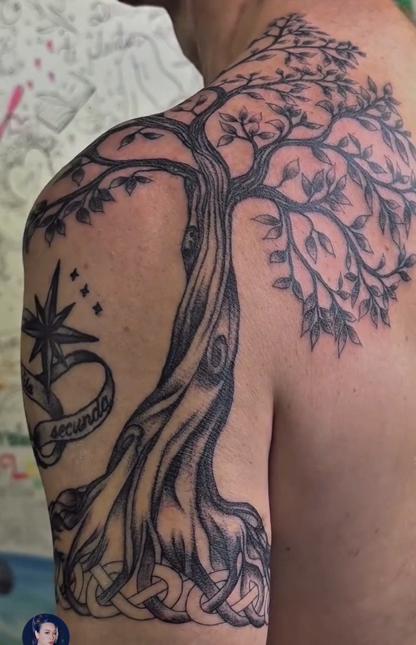 Detailed tree of life shoulder tattoo - Sisters Ink Tattoo Studio Da Nang